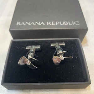 Banana Republic Propeller Cufflinks Silver Color - Picture 1 of 6
