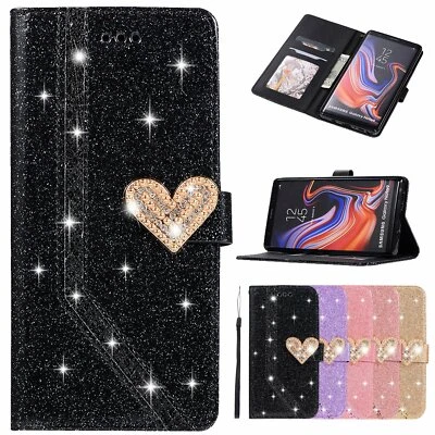 Женщин блестящий кожаный бумажник чехол стойка для Samsung S9 S8 Plus Note 9 - Изображение 1 из 4