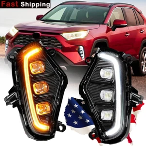 LED Fog light For Toyota RAV4 2019 2020-2024 Daytime Running light w/Turn Signal - Picture 1 of 12