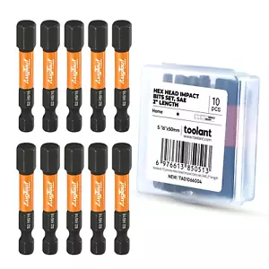 Set di punte per trapano a brugola testa esagonale a percussione 5/16" 10 pezzi, gambo esagonale 1/4" acciaio S2 - Foto 1 di 11