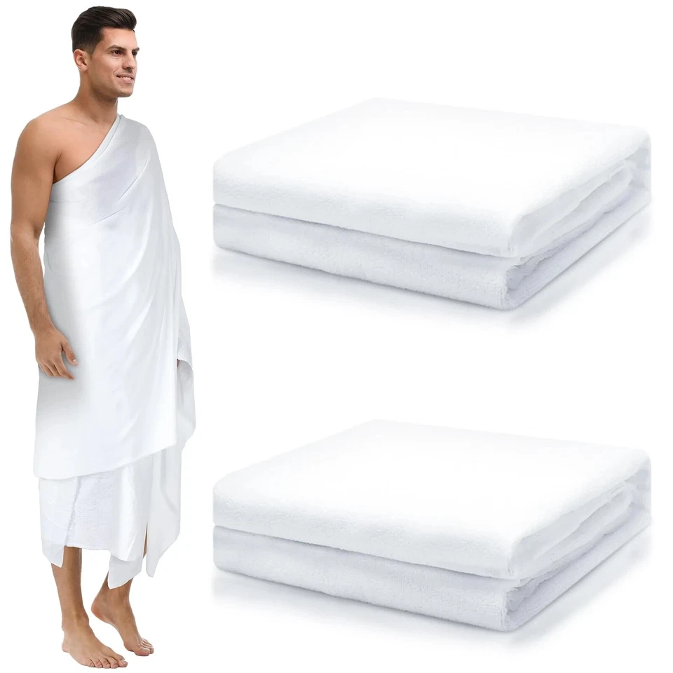 2 piezas Ahram Ihram Ehram para Hayy y Umrah Islámico Ihram Ropa para hombres Umr Foto 1 de 4