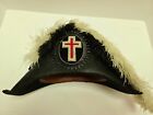 1800's Masonic Knights Templar KT Chapeau Fancy Ostrich Feather Beaver Pelt Hat