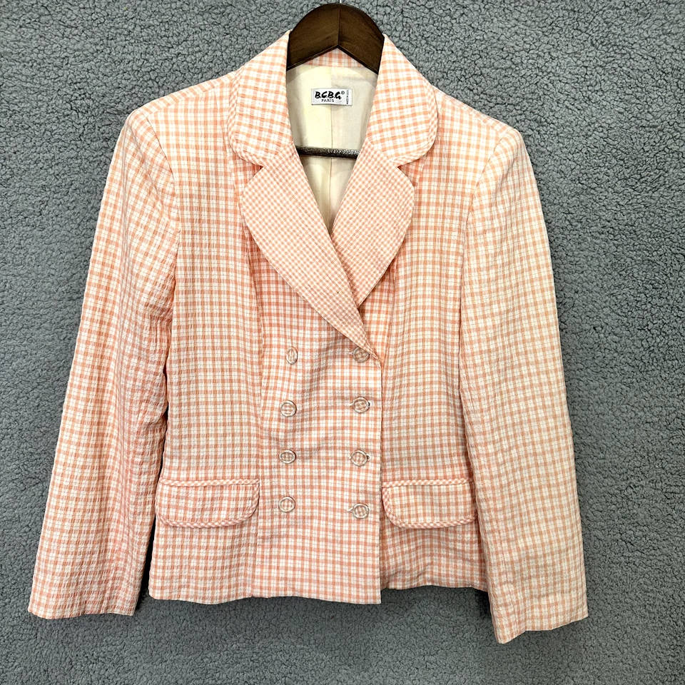 Chaqueta Blazer BCBG Mujer 6 Cuadros Guinga Doble Pecho Cottagecore Preppy Foto 1 de 4