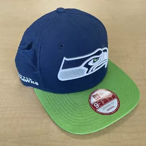 Seattle Seahawks New Era 9FIFTY Snap Back Hat - Navy/Green - Picture 1 of 8