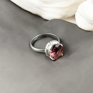 Natural Rhodolite Gemstone 925 Sterling Silver Handmade Jewelry Ring For Women - Picture 1 of 6