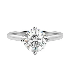1.00 Carat Round Cut Lab Grown Diamond Solitaire Engagement Ring 14K White Gold - Picture 1 of 6