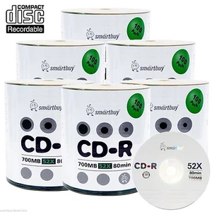 600 Smartbuy CD-R CDR 52X 700 MB/80 min logotipo superior medios en blanco disco grabable de datos - Imagen 1 de 4