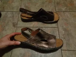 naturalizer collin brown metallic leather sandals shoes size 11 - Picture 1 of 1