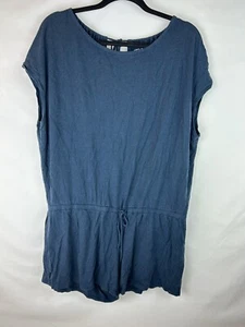 Gap Body Romper Size Large Dark Blue Women's Short Keyhole Back CB1 - Picture 1 of 5