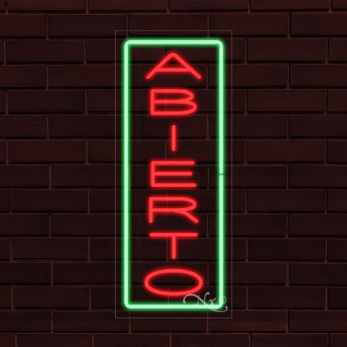 NEW "ABIERTO" w/BORDER VERTICAL 30x12x1 INCH LED FLEX WINDOW INDOOR SIGN 30960 - Image 1 of 1