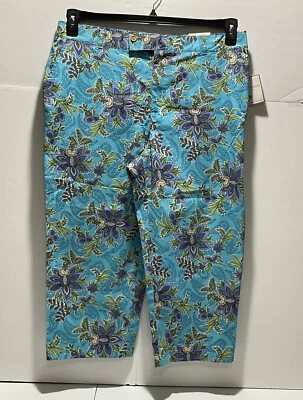 Pantalones Capri Sag Harbor Floral Fresh Bloom" Mezcla Algodón Talla 14 Nuevos con Etiquetas Foto 1 de 4