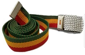 Mujeres Jamaicano Lona Cinturón Bandera Hebilla Rasta Rasta QZ Jamaica Cinturones - Imagen 1 de 3