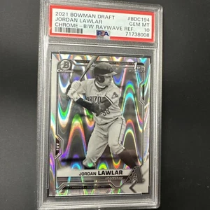 2021 Bowman Chrome Draft Jordan Lawler 1st B & W RayWave Refractor #194 PSA 10 - Picture 1 of 2