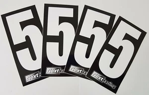 Kart 4 x White Number 5 on a Black Background - Free Delivery -MSA Legal-Rotax - Picture 1 of 5