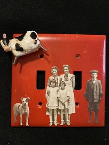 Cute farm themed with cow double light switch cover hand made - Picture 1 of 5