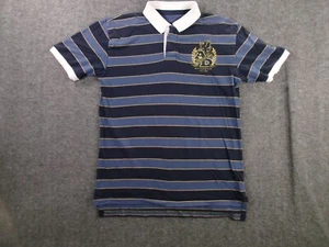 Cherokee Polo Shirt Youth Large Navy Blue Striped Crest Logo Classic Preppy - Picture 1 of 9