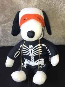 Vintage Whitman's Peanuts Halloween SNOOPY as Skeleton w/Mask Plush Stuffed Toy - Picture 1 of 8
