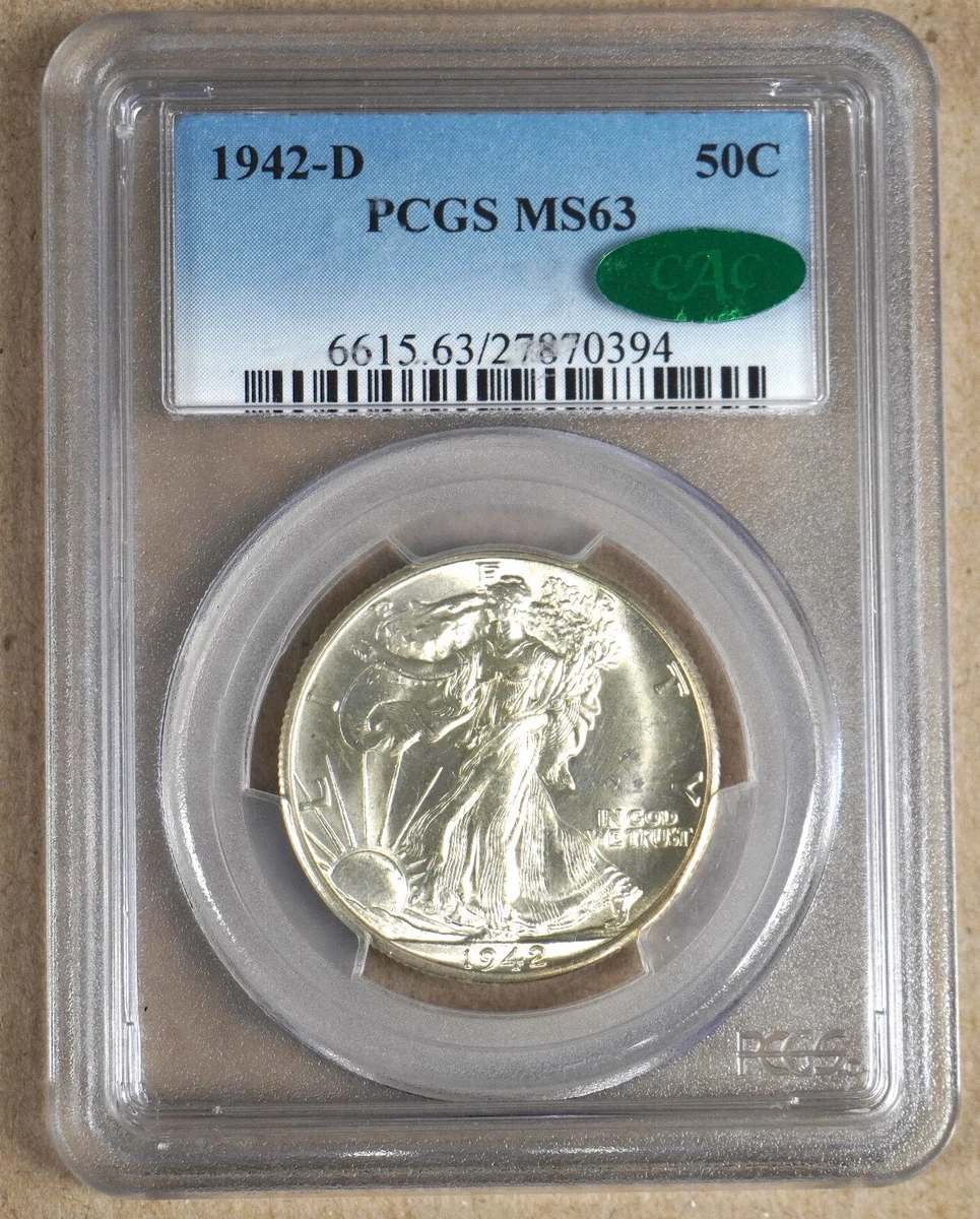 アメリカ ウォーキングリバティー銀貨1942 PCGS MS63 MS 63 Graded
