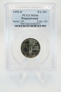 1999-D PCGS MS66 Pennsylvania State Quarter Business Strike 25C - Picture 1 of 2