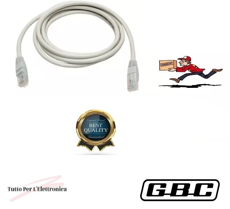 Cavo 0,25m a 5mt di RETE Ethernet LAN Cat.5e UTP rj45 Switch Router Modem PC SKY - Immagine 1 di 1