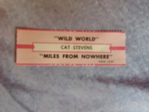 1 Cat Stevens Jukebox Title Strip - 45 - Wild World/Miles From Nowhere - Picture 1 of 1