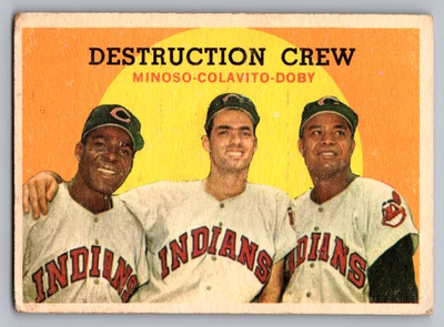 1959 TOPPS #166 MINNIE MINOSO/ROCKY COLAVITO/LARRY DOBY INDIANS - Image 1 of 3