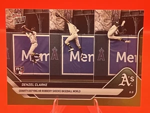 Denzel Clarke 2025 Topps Now #283 Gold Foil 20/50 RC HR Robbery Rookie Athletics - Picture 1 of 2