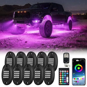 10Pods RGB LED Rock Lights Kit with APP/RF Remote Control, Segmented LED Unde... - Picture 1 of 7