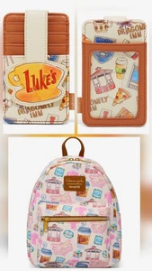 NEW! Loungefly Gilmore Girls Star Hollow Backpack & Luke's Diner CARDHOLDER SET - Picture 1 of 7