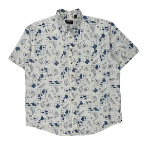 Trader Bay Floral Hawaiian Shirt - Large Blue Cotton - Picture 1 of 8