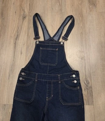 Jordache Bib Denim Overalls Sz 10-12 Girls Jrs XS Dark Wash 90s Y2K Farm READ - Image 1 of 4