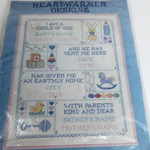 Kind Gottes gezählt Kreuzstich Geburtsakte Set unbenutzt Vintage - Bild 1 von 4