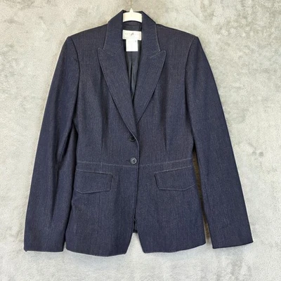 Vertigo Paris Blazer Womens Small Indigo Denim Look Stretch Lined Made in France - Image 1 of 4