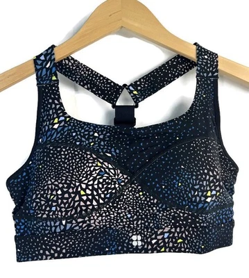 Sweaty Betty Power Medium Impact Sports Bra Size Small Black Triangles - Image 1 of 4