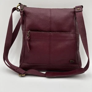 The Sak Lucia Crossbody Bag Women Leather Pebble Burgundy Classic Boho Messenger - Picture 1 of 17