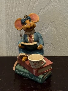 Kurt Adler Vintage Mouse Mystery Of The Month Blue Dress Ornament Librarian - Picture 1 of 6