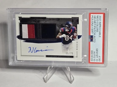 NICO COLLINS 2021 Impeccable #130 /75 PSA 10 AUTO 10 Helmet Patch RC ROOKIE POP1 - Image 1 of 3