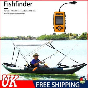 Echo Sounder Wired Sonar Fish Finder LCD Screen 100m Depth Locator Fishfinders - Picture 1 of 7