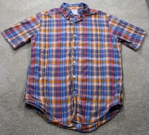 Brooks Brothers Short Sleeve Button Up Shirt Mens Large Plaid Non-Iron Slim Fit - Picture 1 of 6