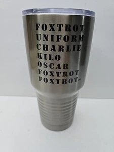 Polar Camel Cup Funny Alphabet Military Tumbler Foxtrot Uniform Charlie Kilo.... - Picture 1 of 4