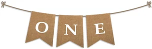ONE High Chair First Birthday Burlap Banner | First Birthday Party Rustic Theme - Picture 1 of 9