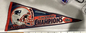 2005 New England Patriots Super Bowl XXXIX 3-Time Champions Pennant 30 x 12" - Picture 1 of 2