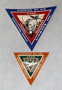2 Early National Parks Airline Luggage Labels Utah Idaho Montana - Picture 1 of 2