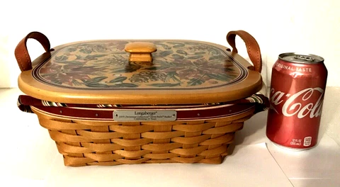 Longaberger Basket Protector Liner Lid Christmas SILVER BELLS Cover