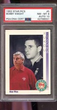 1992 Star Pics Bob Bobby Knight AUTO Signed Autograph Card PSA 8 PSA/DNA 10 NBA