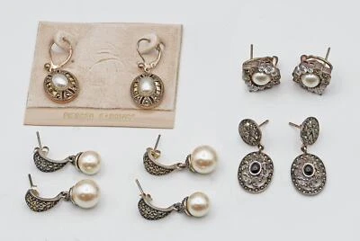 批量 5 件 Judith Jack 纯银多石耳环 45 克 — 第 1/3 张图片