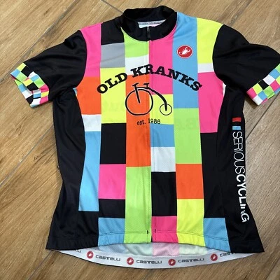 Camiseta deportiva de ciclismo colorida unisex Castelli Old Kranks talla XL envejecida a la perfección RARA Foto 1 de 4