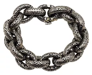 Vintage KONSTANTINO Sterling Silver Heavy Cable Link Bracelet - Picture 1 of 5