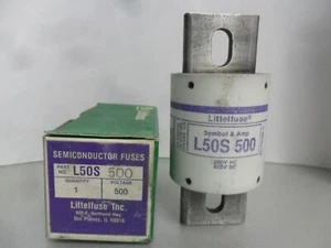 New Littelfuse L50S 500 Amp Semiconductor Fuse FWH-500 500 Vac NIB - Picture 1 of 3