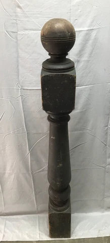 Antique Large Ball Top Finial Turned Wood Newel Post 6x53 Old Staircase 812-23B Cover